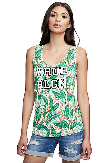 Women's True Religion Tropical Tank Top | Multi | Size Xx Small