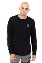 Mens Distorted Graphic Long Sleeve Shirt | Black | Size Medium | True Religion