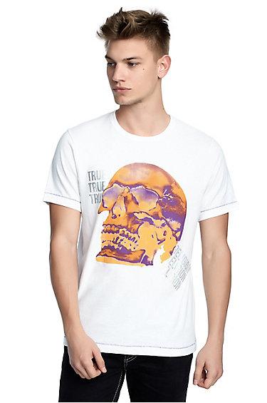 Mens Heatwave Skull Graphic Tee | White | Size X Small | True Religion
