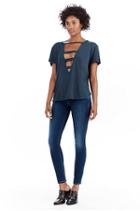 Womens Cut Out Tee | Cobalt | Size X Small | True Religion