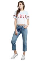 Womens Embroidered Varsity Crop Top | White | Size X Small | True Religion