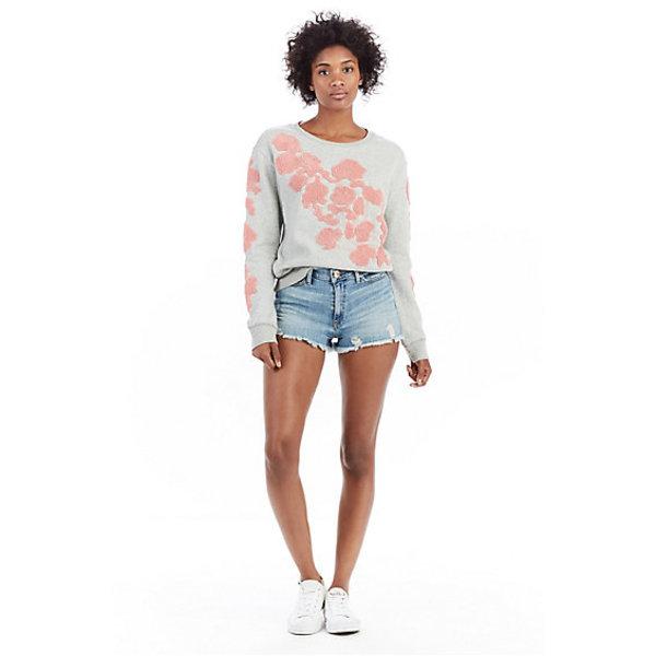 Embroidered Womens Sweatshirt | Heather Grey | Size Small | True Religion