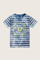 Indigo Wash Stripe Kids Tee | Heather Grey | Size Large | True Religion