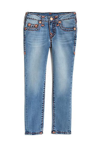 Kids Casey Super T Skinny Jean | Bloom Blue | Size 7 | True Religion