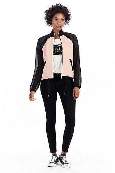 Mix Media Track Womens Jacket | Dusty Pink | Size X Small | True Religion