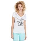 Crystal Buddha Panel Rounded V Neck Womens Tee | White | Size X Small | True Religion
