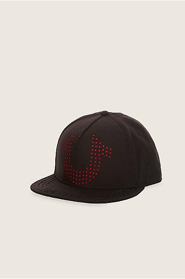 True Religion Laser Perf Baseball Cap - Jet Black