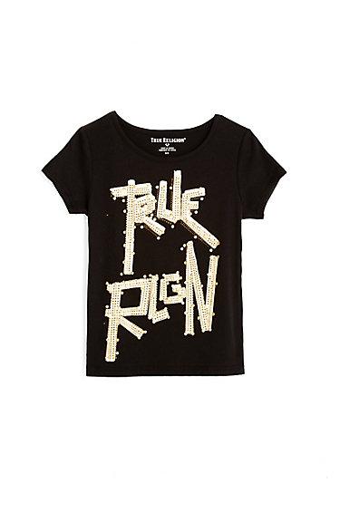 Studded Tr Kids Tee | Black | Size Medium | True Religion