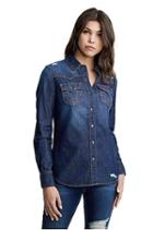 Georgia Western Denim Shirt | Exad Radiant Indigo W/destroy | Size X Small | True Religion