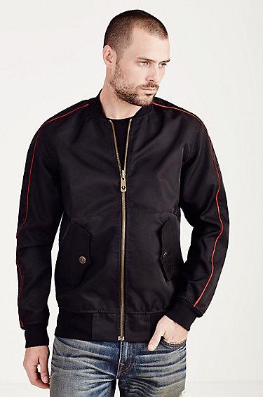 True Religion Reversible Two Tone Mens Bomber Jacket - Washed Black