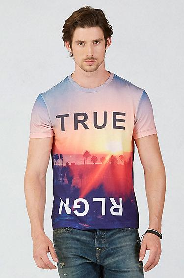 True Religion Venice Sunset Mens T-shirt - Teal