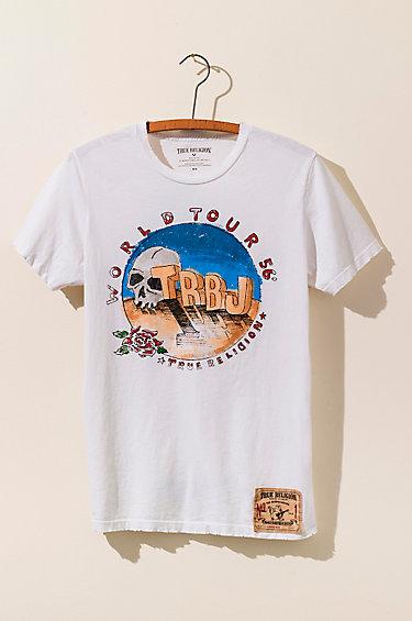 True Religion World Tour Crew Neck Mens Tee - White