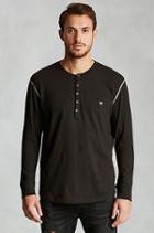 True Religion Jersey Mens Henley - Jet Black