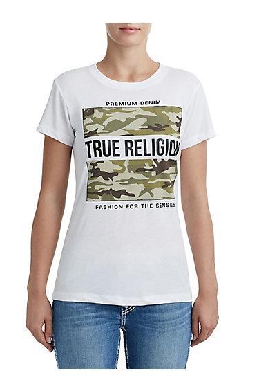 Women's Camo Tr Crew Neck Tee | White | Size Xx Small | True Religion