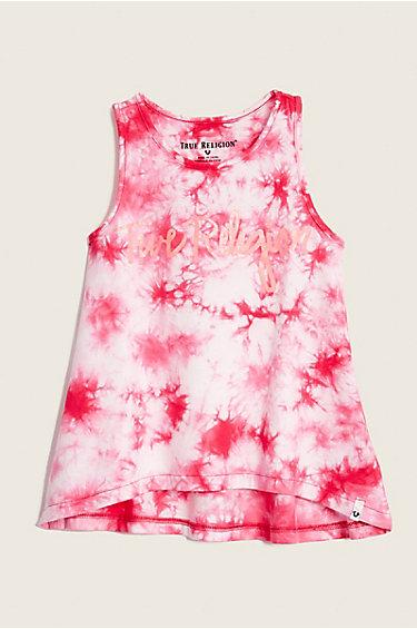 Tie Dye Kids Tank Top | Fuschia | Size Large | True Religion