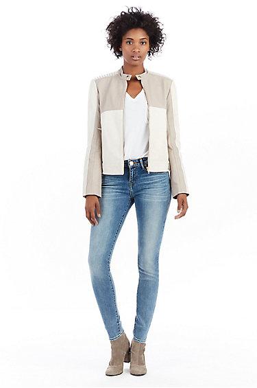 Tonal Biker Womens Jacket | White  | Size X Small | True Religion