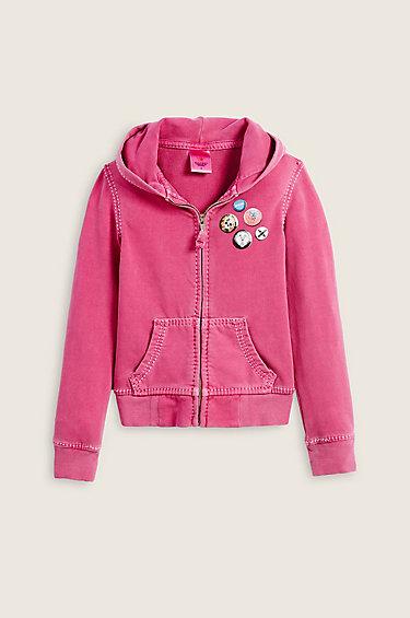 Puff Pins Kids Hoodie | Fuchsia | Size X Small | True Religion