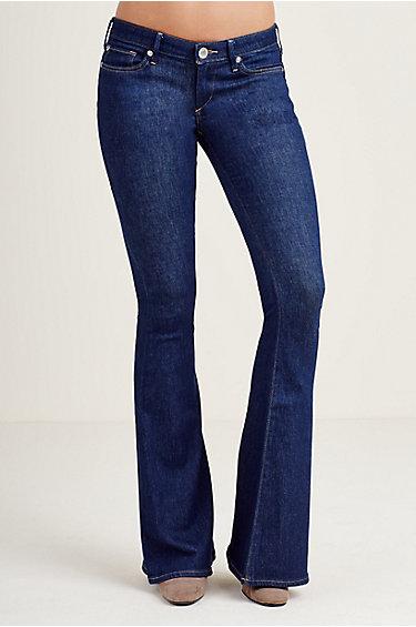 Karlie Short Inseam Bell Bottom Womens Jean | Enzyme Rinse | Size 24 | True Religion