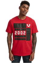 Block Tr Crew Neck Mens Tee | Ruby Red | Size Small | True Religion