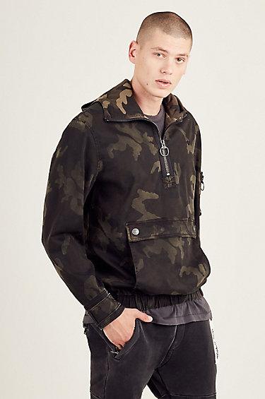 Camo Mens Anorak | Military Green | Size Small | True Religion