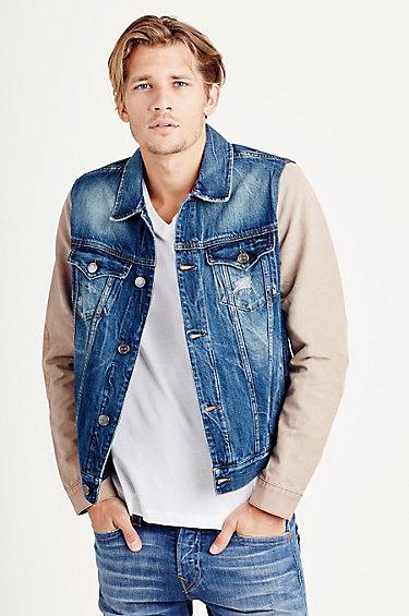 True Religion Jimmy 2tone Mens Denim Jacket - Super Blasted
