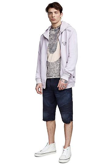 Mens Classic Pop Color Zip Up Hoodie | Purple | Size X Small | True Religion
