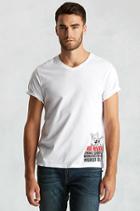 True Religion Hand Picked Denim Sports Vneck Mens T-shirt - White