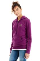 Half Zip Crystal Tr University Womens Hoodie | Amethyst | Size X Small | True Religion