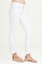 Super Skinny Mullet Hem White Womens Jean | True White | Size 25 | True Religion