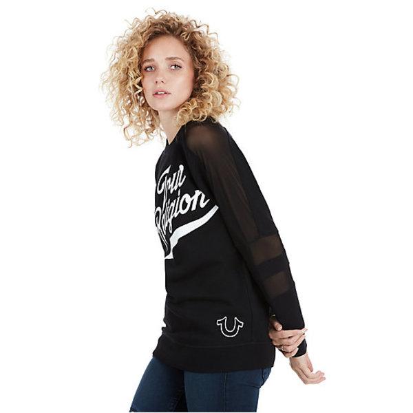 True Athlete Mesh Insert Active Womens Pullover | Black | Size X Small | True Religion
