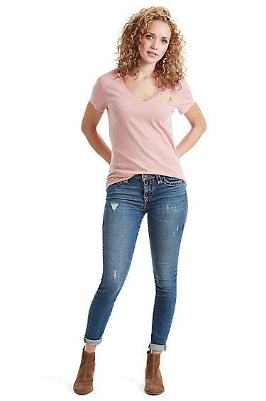 Womens Metallic Puff Print Tee | Cameo | Size X Small | True Religion