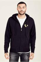 Classic Gold Logo Zip Mens Hoodie | Black | Size Small | True Religion