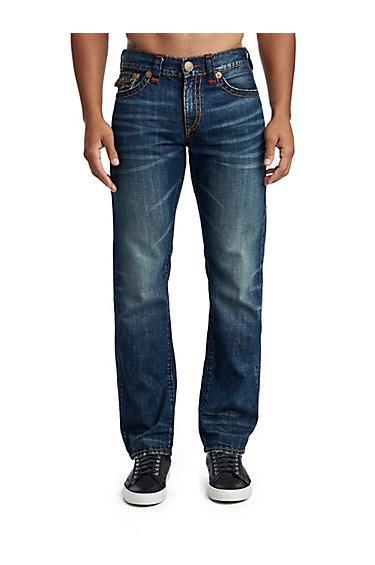 Mens Super T Ricky Straight Jean W/ Flap | Dark Monorail | Size 28 | True Religion