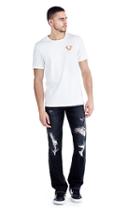 Mens Metallic Puff Print Logo Tee | White  | Size Medium | True Religion