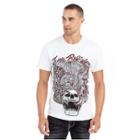 Mens Embroidered Wavy Skull Tee | White | Size Large | True Religion