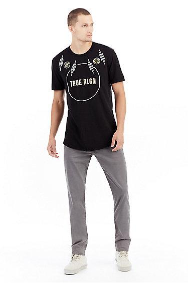 Mens Mixed Media Graphic Tee | Black | Size X Small | True Religion