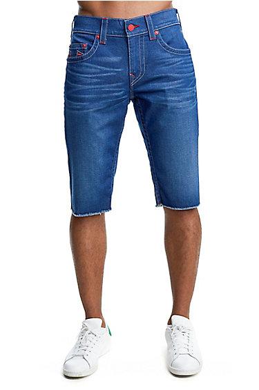Men's Straight Fit Run Stitch Logo Cutoff Short | Tours Of Indigo | Size 27 | True Religion