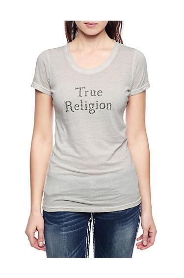 True Religion True Religion Crew Neck Womens Tee - Silver