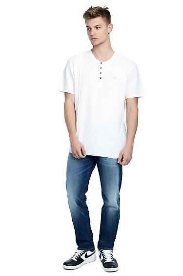 Mens Raw Edge Waffle Mens Henley | White  | Size Small | True Religion