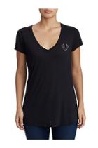Women's Tr 02 Deep V Shirttail Tee | Black | Size Xx Small | True Religion