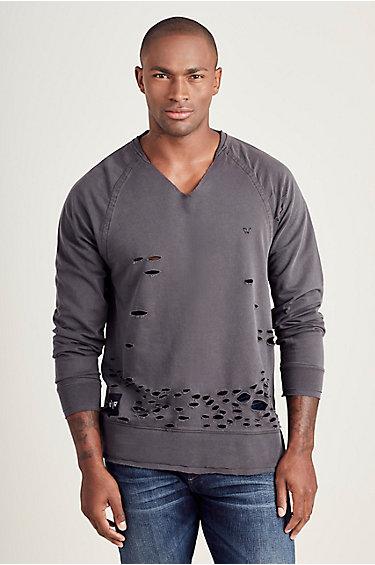 Russell Westbrook Ripped Mens Sweatshirt | Black | Size Small | True Religion