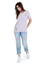 High Low Distressed Womens Tee | Lilac  | Size X Small | True Religion