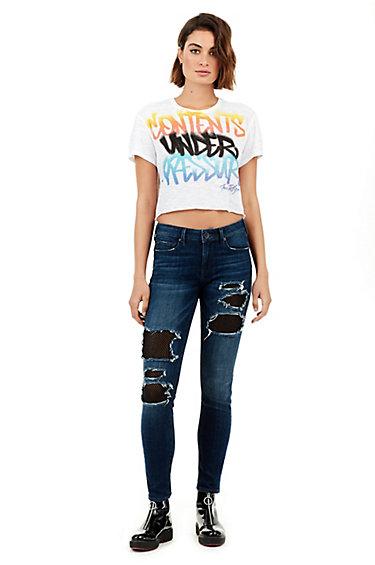 Pressure Crop Womens Tee | White  | Size X Small | True Religion