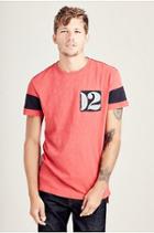 Elongated Patch Ringer Mens Tee | Scarlet Red | Size 3x Large | True Religion