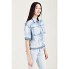 Button Front Cropped Womens Shirt | Indigo | Size Small | True Religion