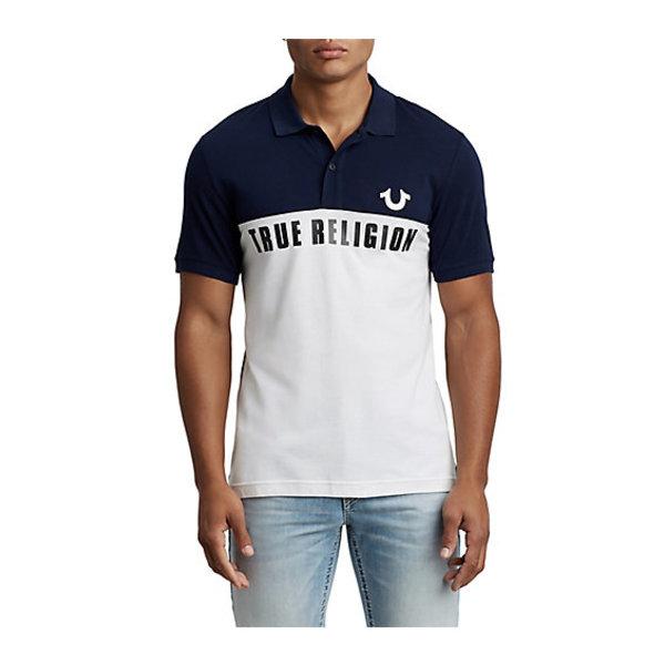 Men's Polo Sport Football Polo | White/navy | Size Small | True Religion