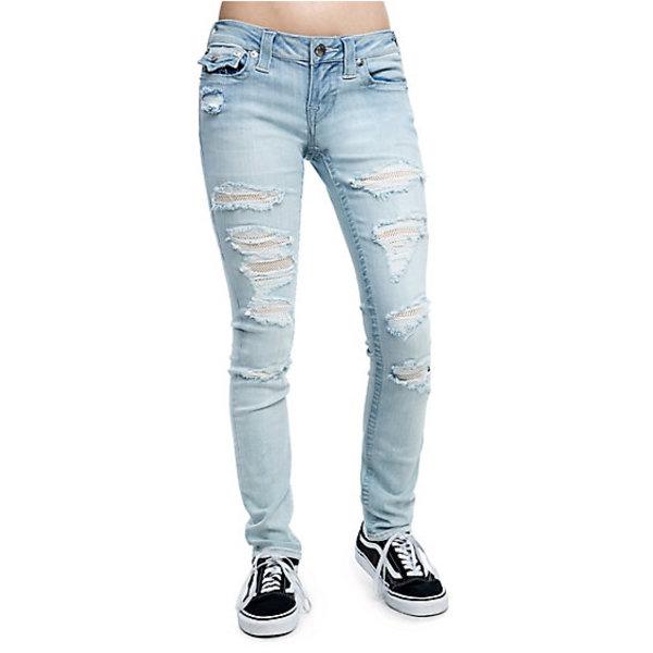 Skinny Natural Stitch Womens Jean | Lighten Up Destroyed | Size 26 | True Religion