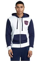 Men's Back Pop Fly Zip Up Hoodie | White/navy | Size Small | True Religion