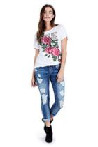 Flower Shoulder Crafted W Pride Womens Tee | White  | Size X Small | True Religion