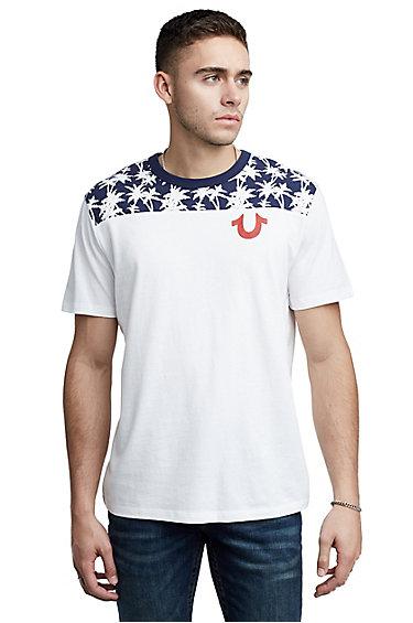 Men's Palm Sport Football Tee | White/navy | Size Small | True Religion